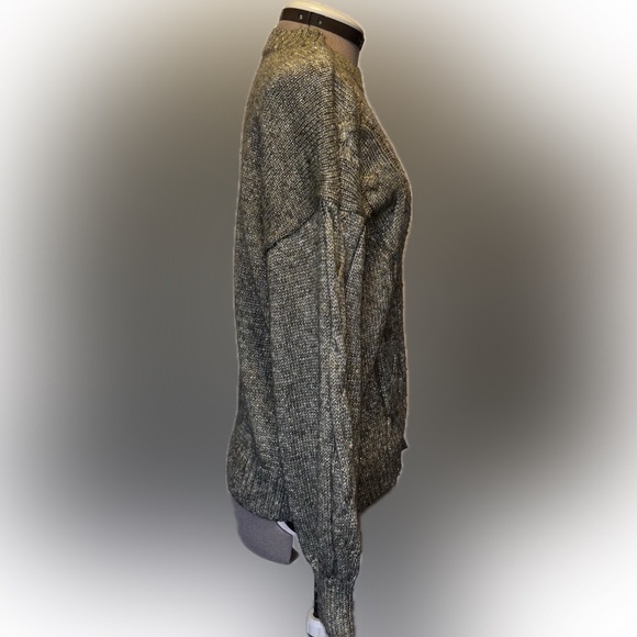 Lauren Conrad | Metallic Cable Knit Sweater | Green Shimmer Pullover | Size L - Picture 4 of 11